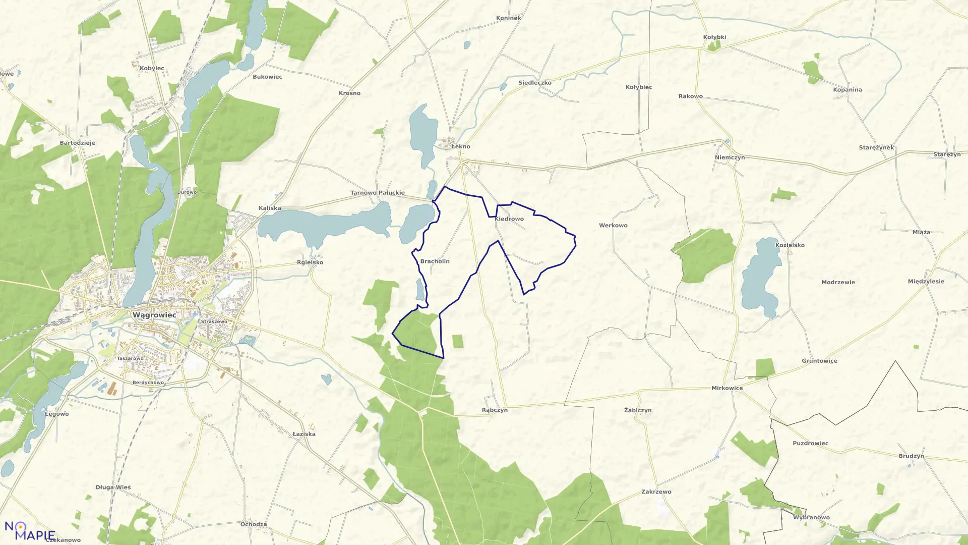 Mapa obrębu BRACHOLIN w gminie Wągrowiec