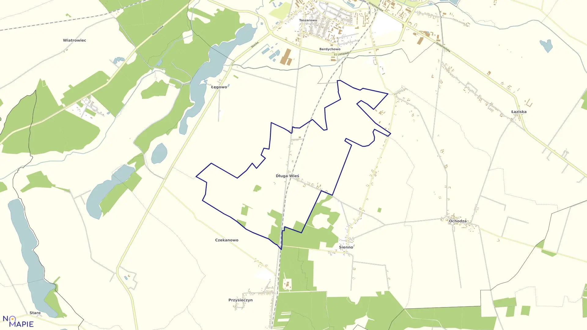 Mapa obrębu DŁUGA WIEŚ w gminie Wągrowiec