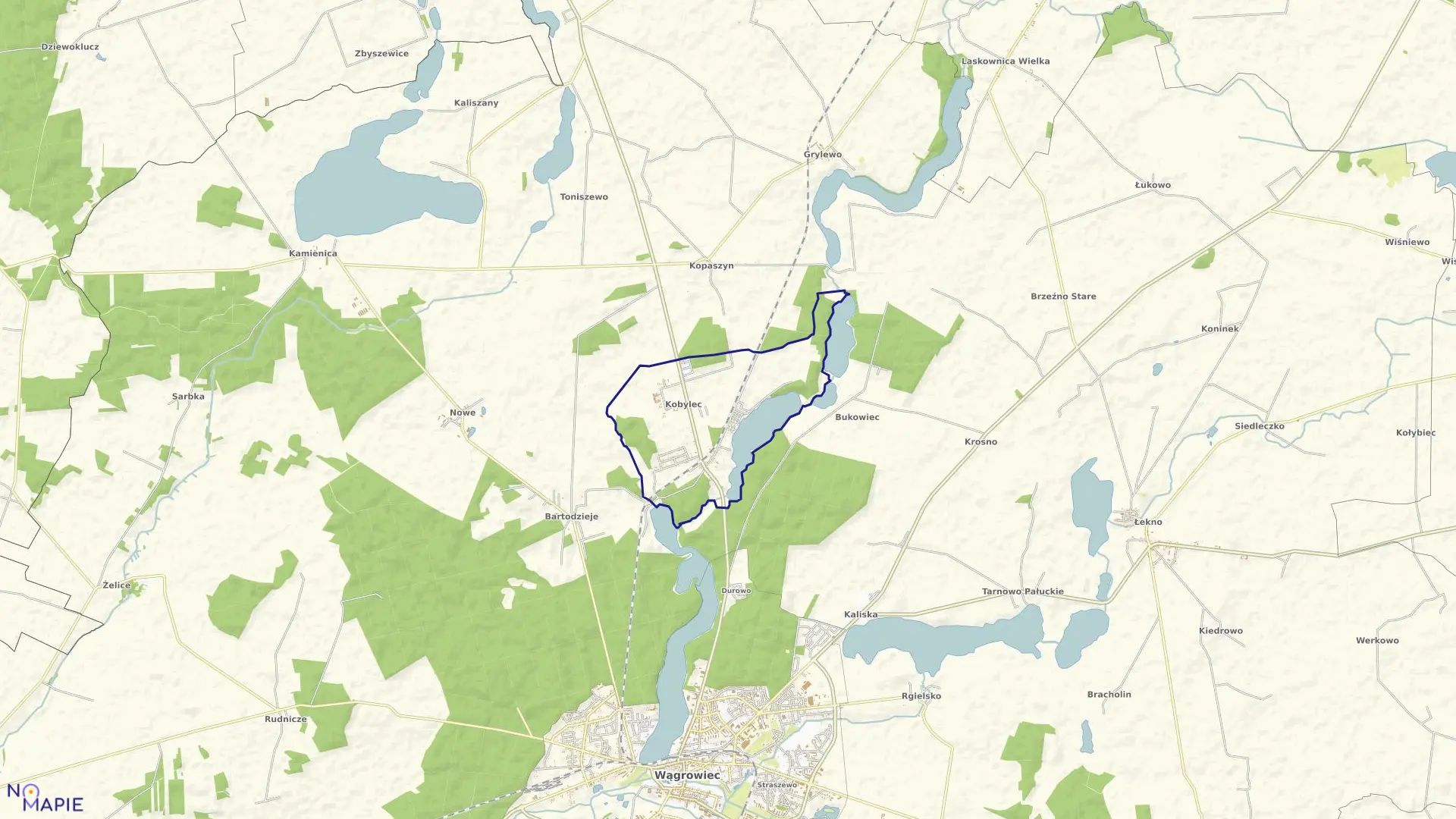 Mapa obrębu KOBYLEC w gminie Wągrowiec