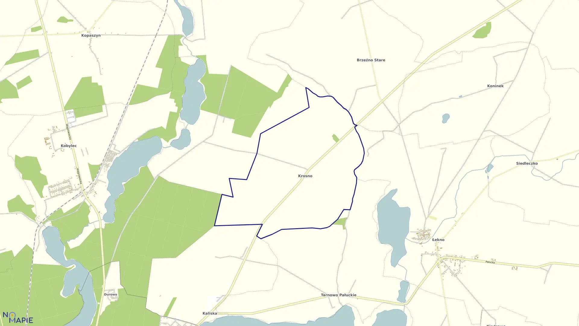 Mapa obrębu KROSNO w gminie Wągrowiec