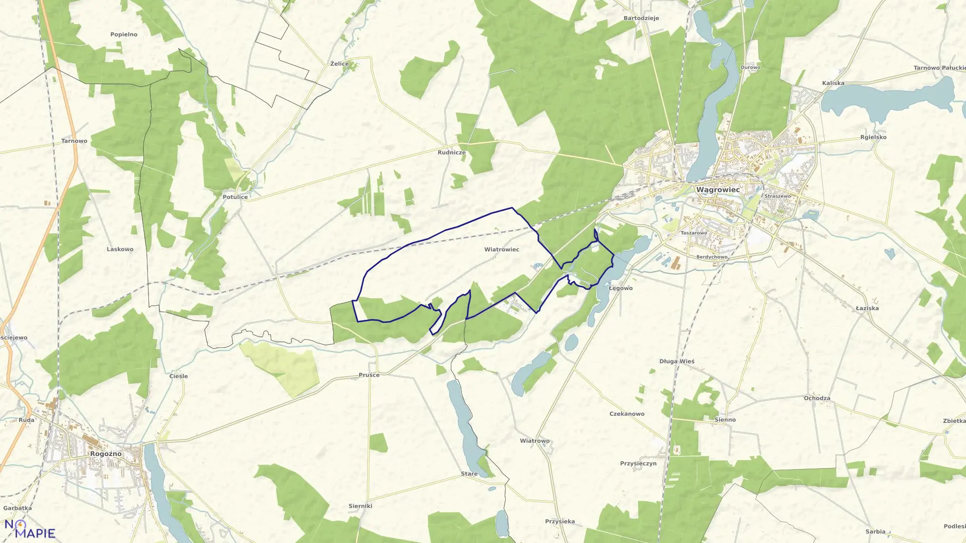 Mapa obrębu WIATROWIEC w gminie Wągrowiec